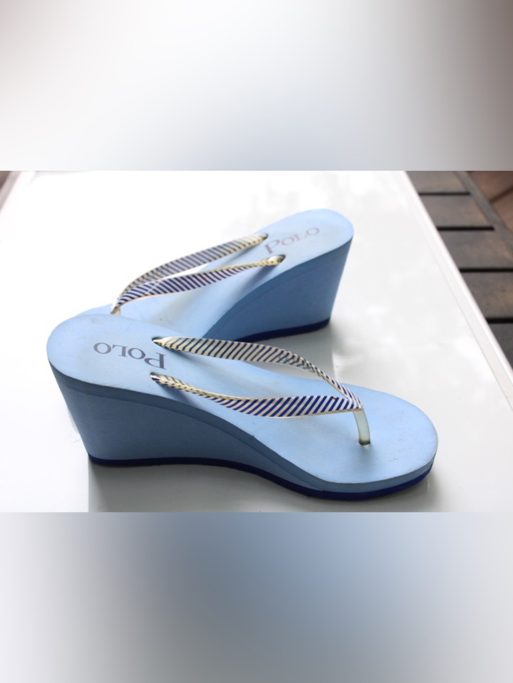 Y2K style Polo Ralph Lauren wedge flip flops - Picture 2 of 12